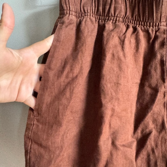 Quince 100% Linen Paperbag Shorts S Brown Coastal Grandma Minimalist Summer - Picture 2 of 4